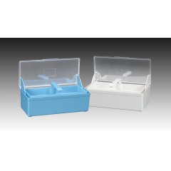 Plasdent GERMICIDE TRAY W/CLEAR LID, (10⅜"W x 3¼"H x 4"D) - WHITE